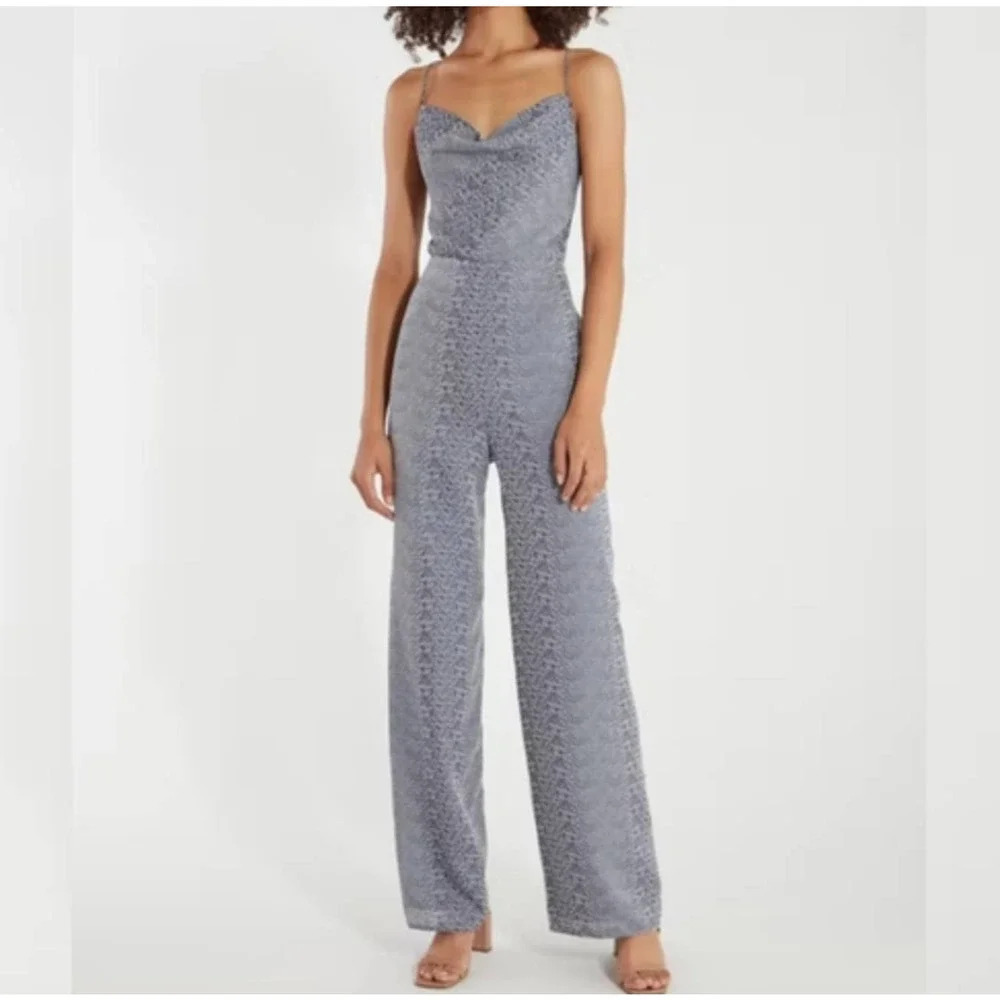 Finders Keepers Catalina Wide Leg Jumpsuit Sleeveless Animal Print Size 10 NEW
